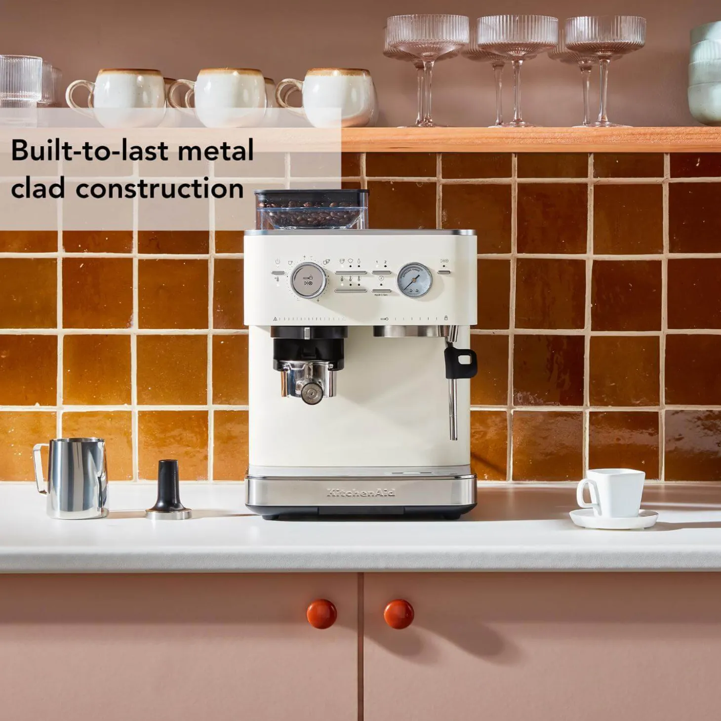 KitchenAid 5KES6551BPL Semi Automatic Espresso Machine with Burr Grinder - Porcelain