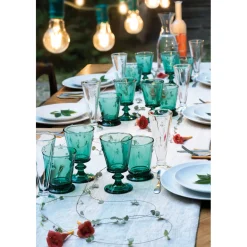 La Rochere Bee Embossed Stemmed Emerald Green Goblet Wine Glass - 240ml