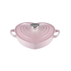 Le Creuset Cast Iron 20cm Heart Shape Dish with Lid - Shell Pink