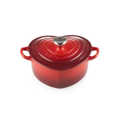 Le Creuset Cast Iron Heart Casserole with Stainless Steel Heart Knob - Cerise
