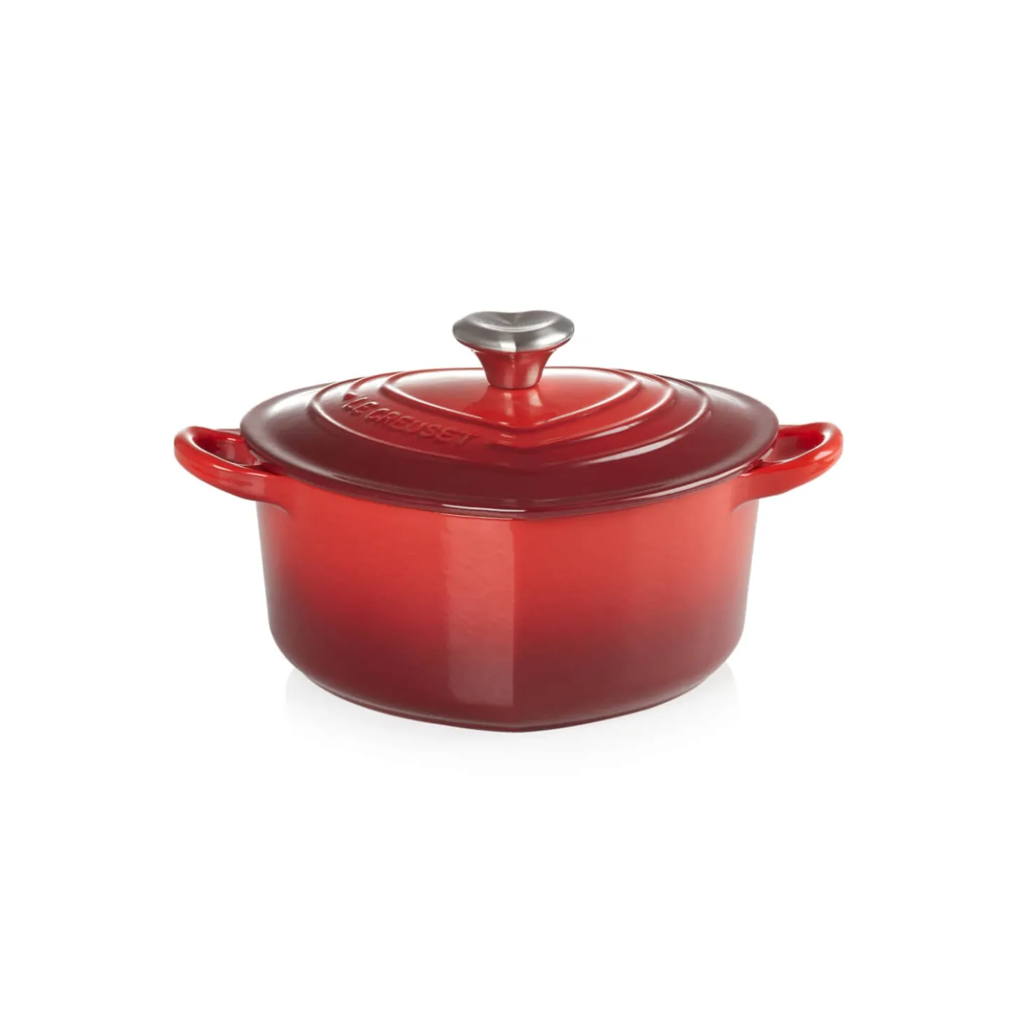 Le Creuset Cast Iron Heart Casserole with Stainless Steel Heart Knob - Cerise