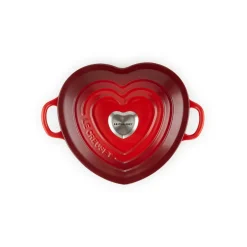Le Creuset Cast Iron Heart Casserole with Stainless Steel Heart Knob - Cerise