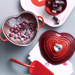 Le Creuset Cast Iron Heart Casserole with Stainless Steel Heart Knob - Cerise