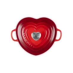 Le Creuset Cast Iron  Heart Shape Dish with Lid - Cerise