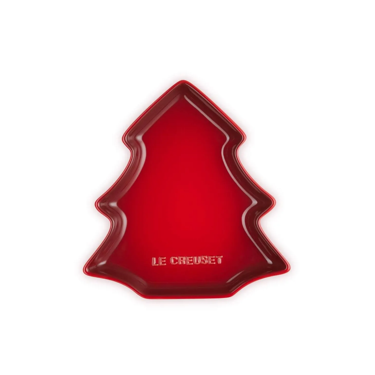 Le Creuset 19cm Stoneware Christmas Tree Plate - Cerise