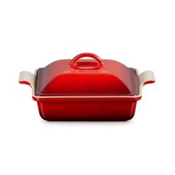 Le Creuset Heritage Stoneware 23cm Square Dish with Lid - Cerise