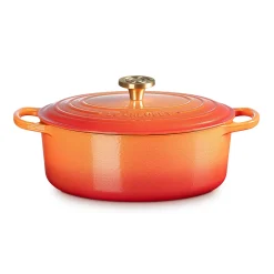Le Creuset Limited Edition Signature 29cm Cast Iron Oval Casserole - Flamme Doree