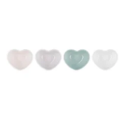 Le Creuset Set of 4 Mini Heart Stoneware Bowls - Mixed Colours