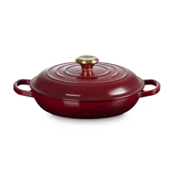 Le Creuset Signature Cast Iron 26cm Shallow Round Casserole - Garnet