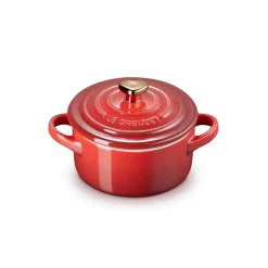 Le Creuset Stoneware Petite Casserole with Gold Heart Knob - Cerise