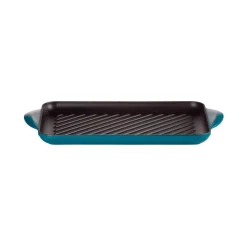 Le Creuset Traditional Cast Iron 32cm Rectangular Grill - Deep Teal