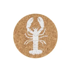 Liga Round Cork Coaster - Lobster - White