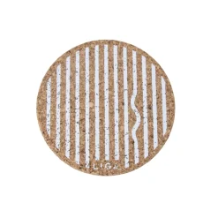 Liga Round Cork Coaster - Wiggle - White