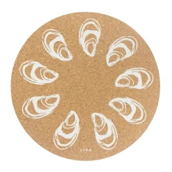 Liga Round Cork Placemat - Oyster - White
