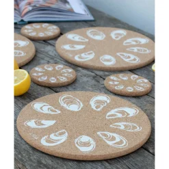 Liga Round Cork Placemat - Oyster - White