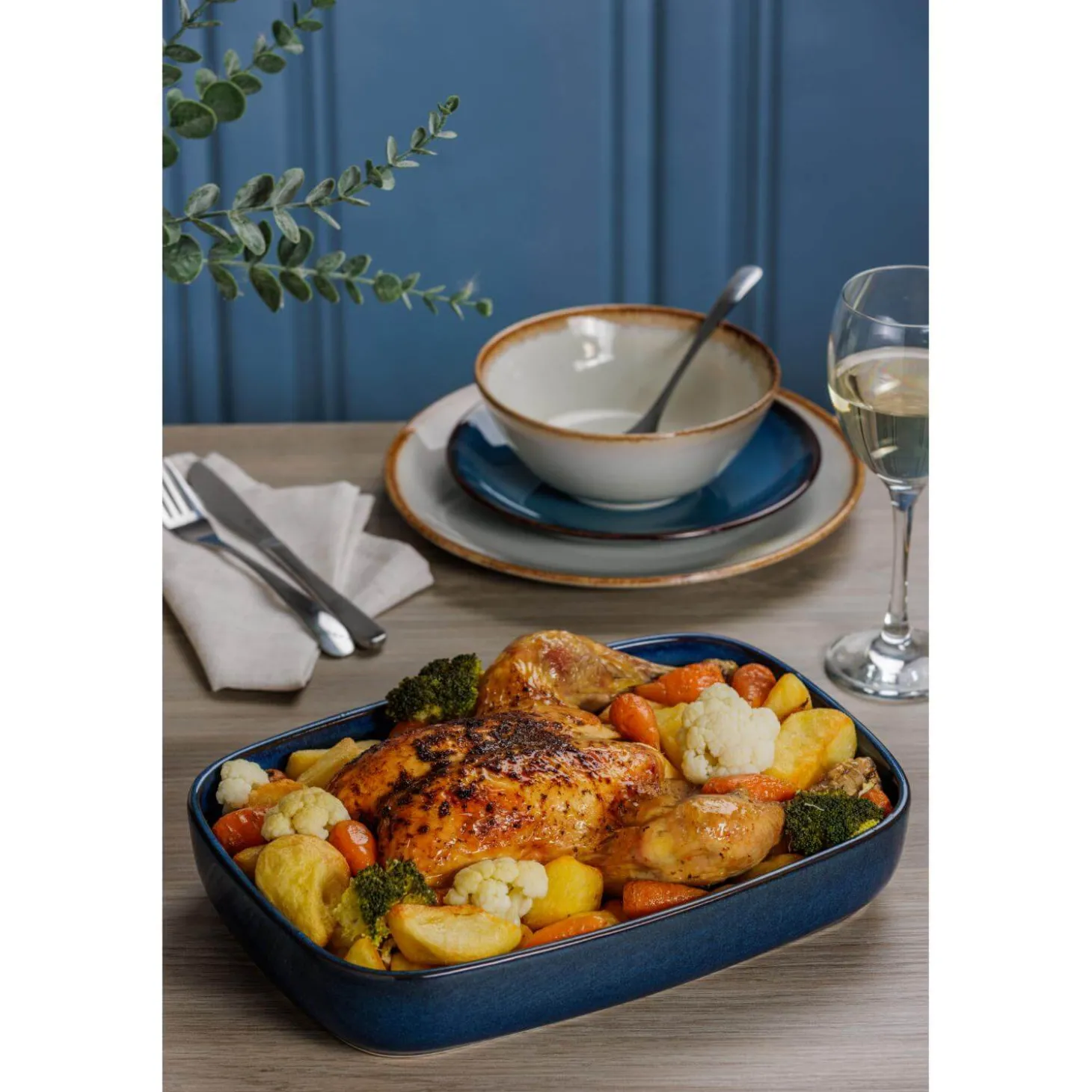 Mason Cash Reactive Blue Stoneware 31cm x 21cm Rectangle Dish