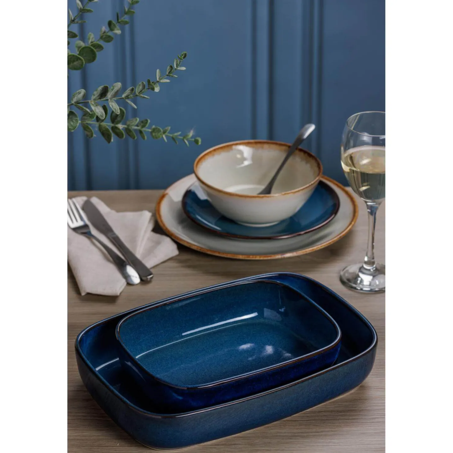 Mason Cash Reactive Blue Stoneware 31cm x 21cm Rectangle Dish