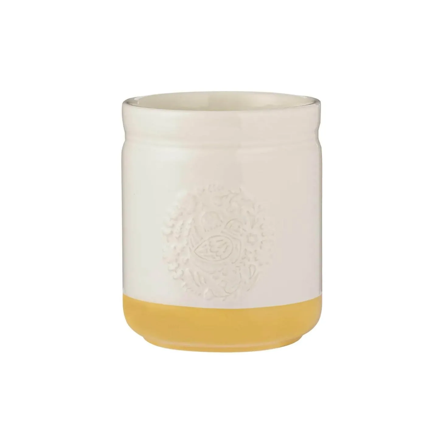 Mason Cash Stoneware Home To Roost 12cm x 12.5cm Utensil Pot - Cream & Yellow