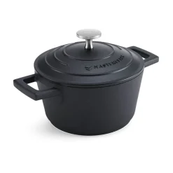 Masterclass Cast Aluminium 16cm Lightweight Round Casserole Dish - Black