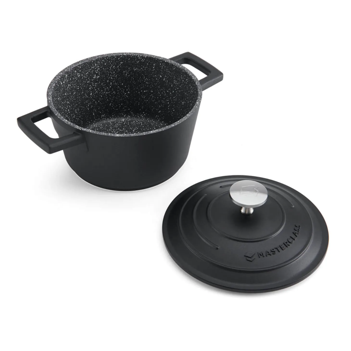 Masterclass Cast Aluminium 16cm Lightweight Round Casserole Dish - Black