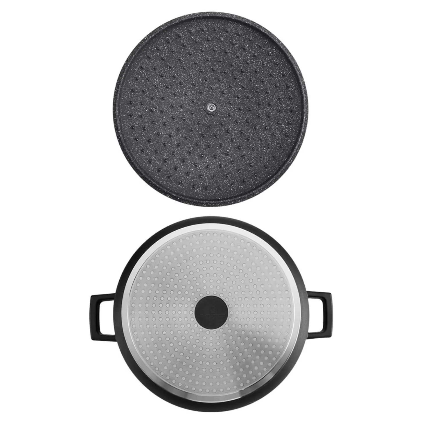Masterclass Cast Aluminium 32cm Lightweight Shallow Round Casserole Dish - Black