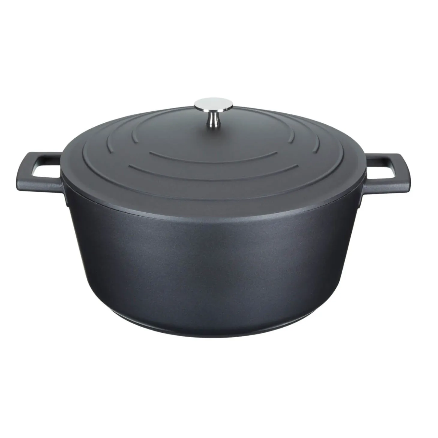 Masterclass Cast Aluminium 28cm Lightweight Round Casserole Dish - Black