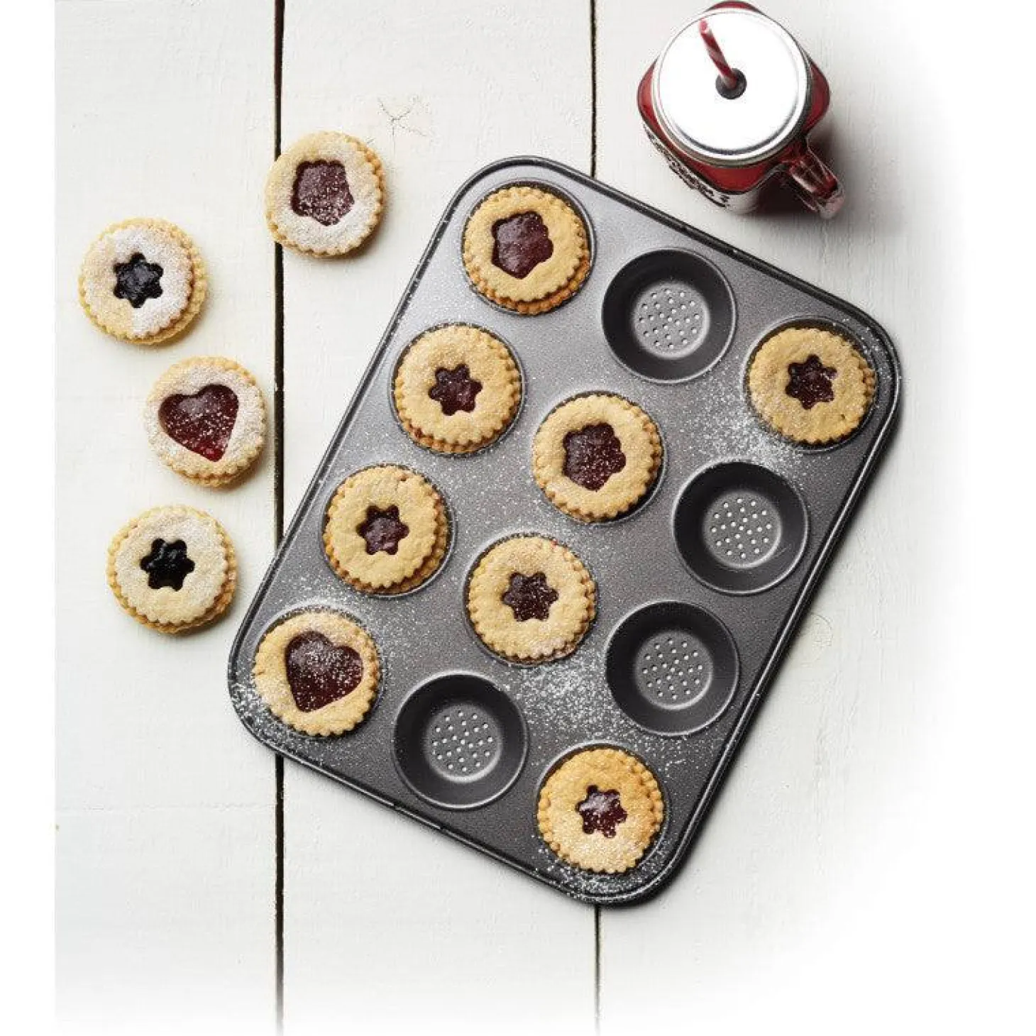 Masterclass Crusty Bake Non-Stick Shallow Pan - 12 Hole