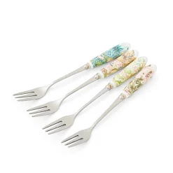 Morris & Co Set Of Four Pastry Forks With Porcelain Handle