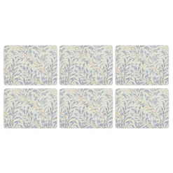 Morris & Co Willow Bough Set Of Six Placemats - Blue