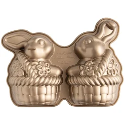 Nordic Ware 10-Cup Bunny In A Basket 3D Cake Pan - Toffee