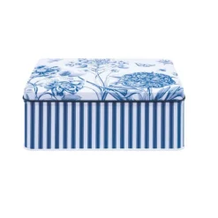 Sanderson Deep Rectangular Tin - Etchings & Roses