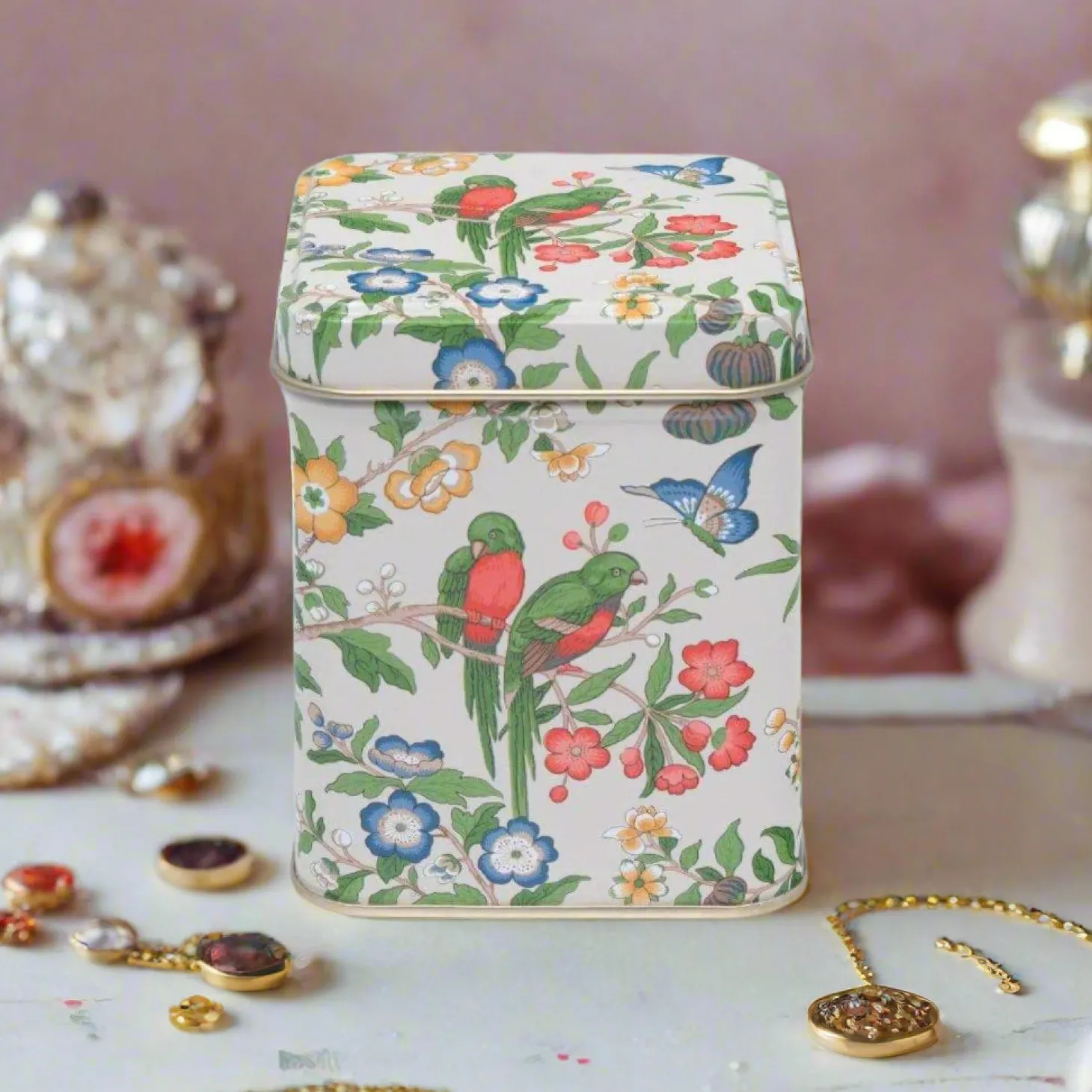 Sanderson Small Square Tin - Chinolserie