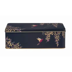 Sara Miller London Long Deep Rectangular Tin - Navy Hummingbird