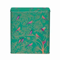Sara Miller London Tall Rectangular Tin - Green Birds