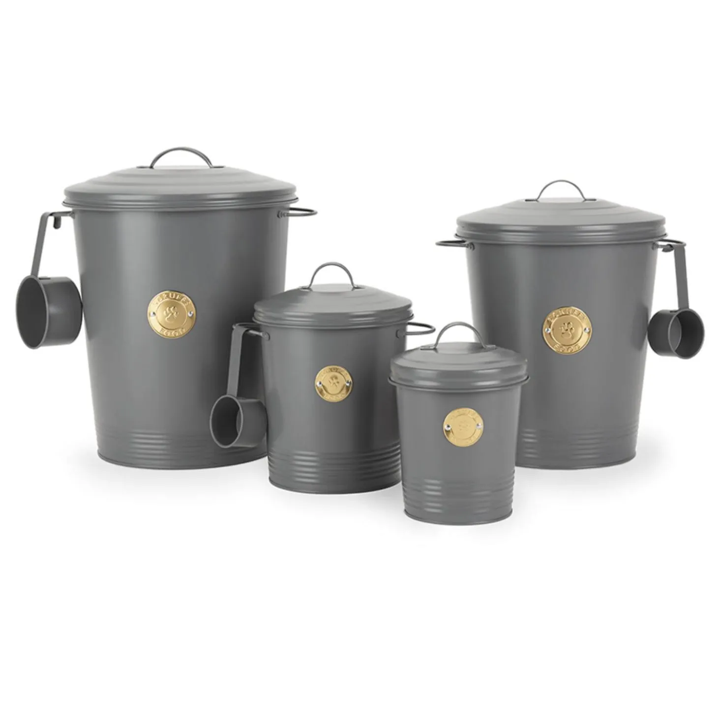 Scruffs 2Ltr Steel Pet Storage Cantina with Lid - Grey