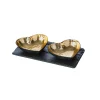 Selbrae House Gold Heart Serving Dish Set on a Slate Board