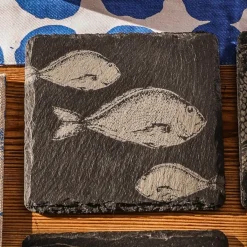 Selbrae House Slate Coaster - Fish Repeat