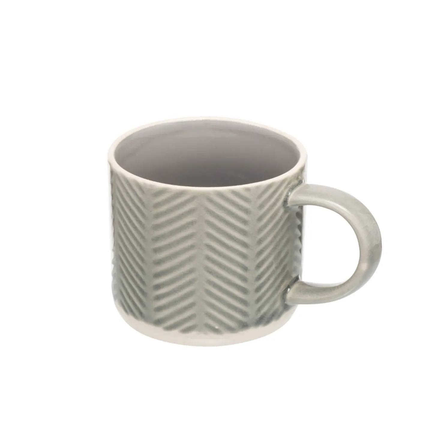 Siip Embossed Chevron Stoneware 300ml Mug - Grey