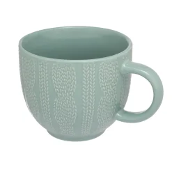 Siip Embossed Knit Stoneware 420ml Mug - Turquoise