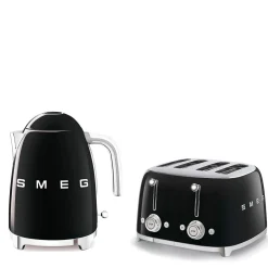 Smeg Jug Kettle & 4 Slice Toaster Set - Black