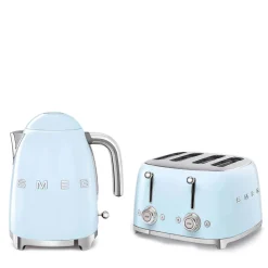 Smeg Jug Kettle & 4 Slice Toaster Set - Pastel Blue