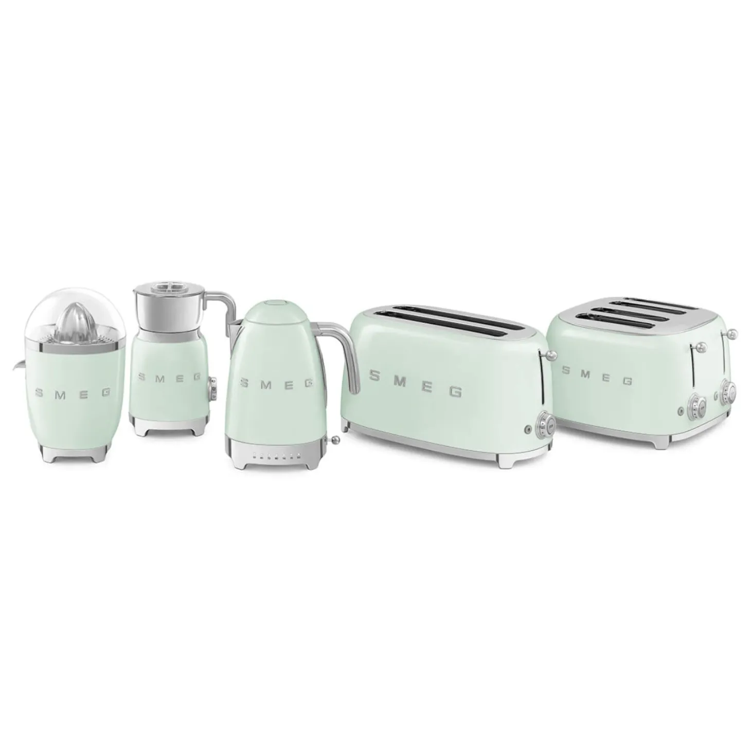 Smeg Jug Kettle & 4 Slice Toaster Set - Pastel Green