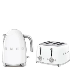 Smeg Jug Kettle & 4 Slice Toaster Set - White