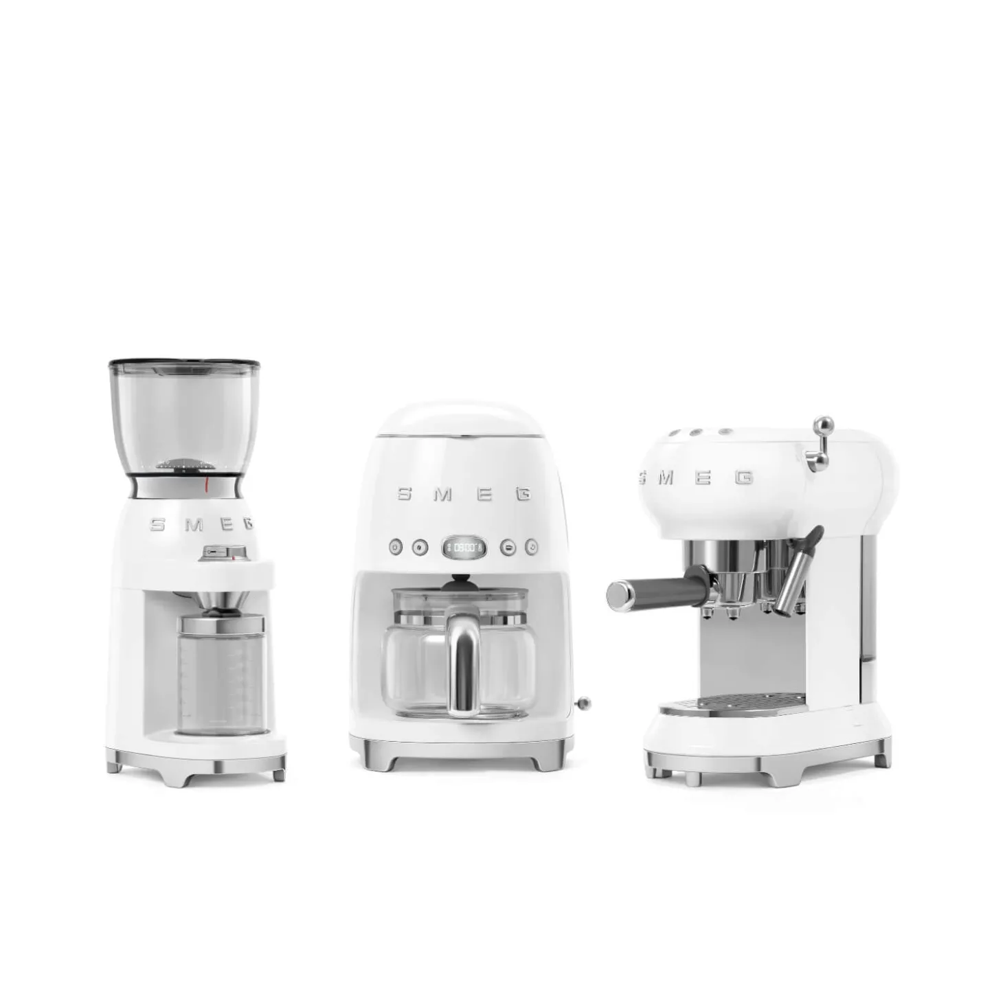 Smeg 50's Style Retro ECF02 Espresso Coffee Machine - White