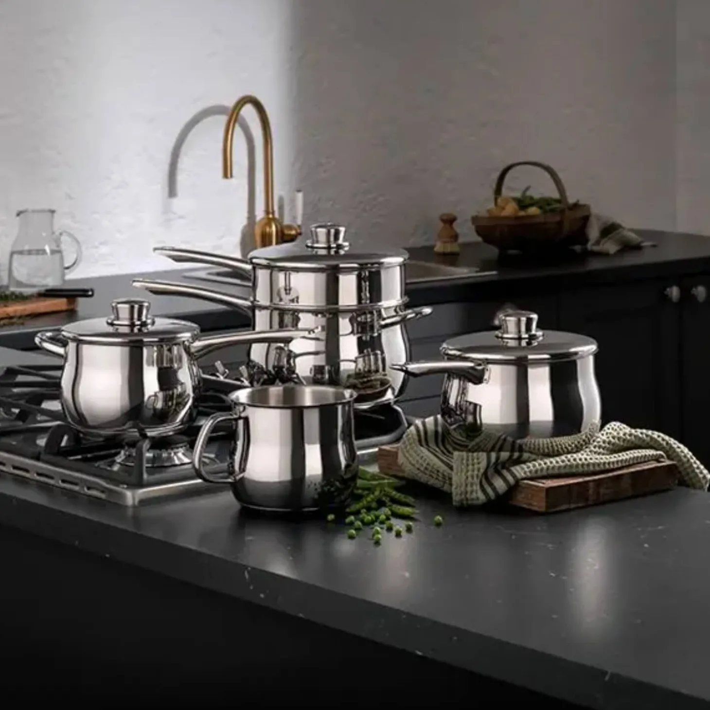 Stellar 1000 Deep Stainless Steel Saucepan Set - 5 Piece