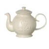 Tuftop Majestic Coronation 4-Cup Stoneware Embossed Cream Teapot