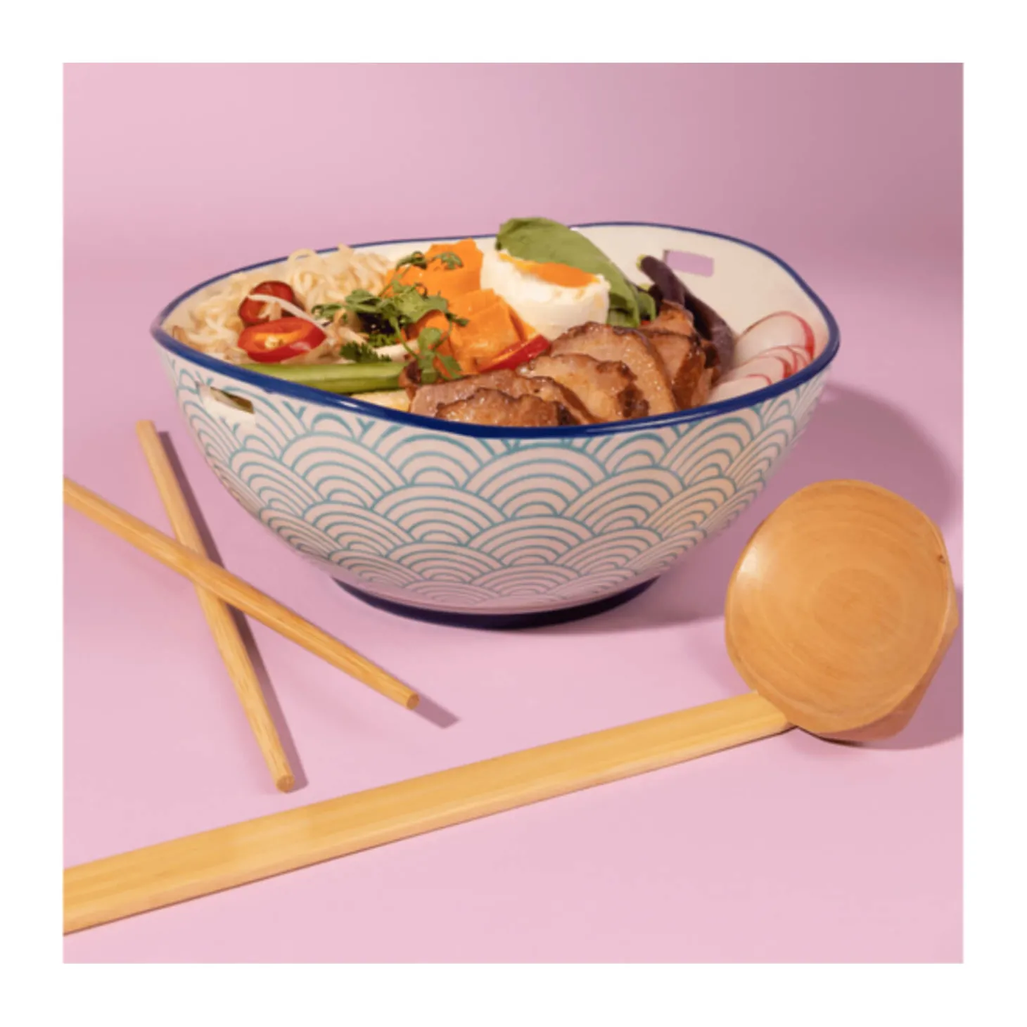 Typhoon World Foods Ceramic Noodle Soup Bowl Set - Blue