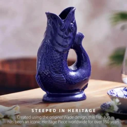 Wade Fish Earthenware 1.2 Litre Gluggle Jug - Cobalt