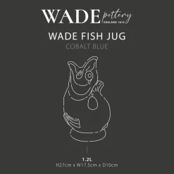 Wade Fish Earthenware 1.2 Litre Gluggle Jug - Cobalt