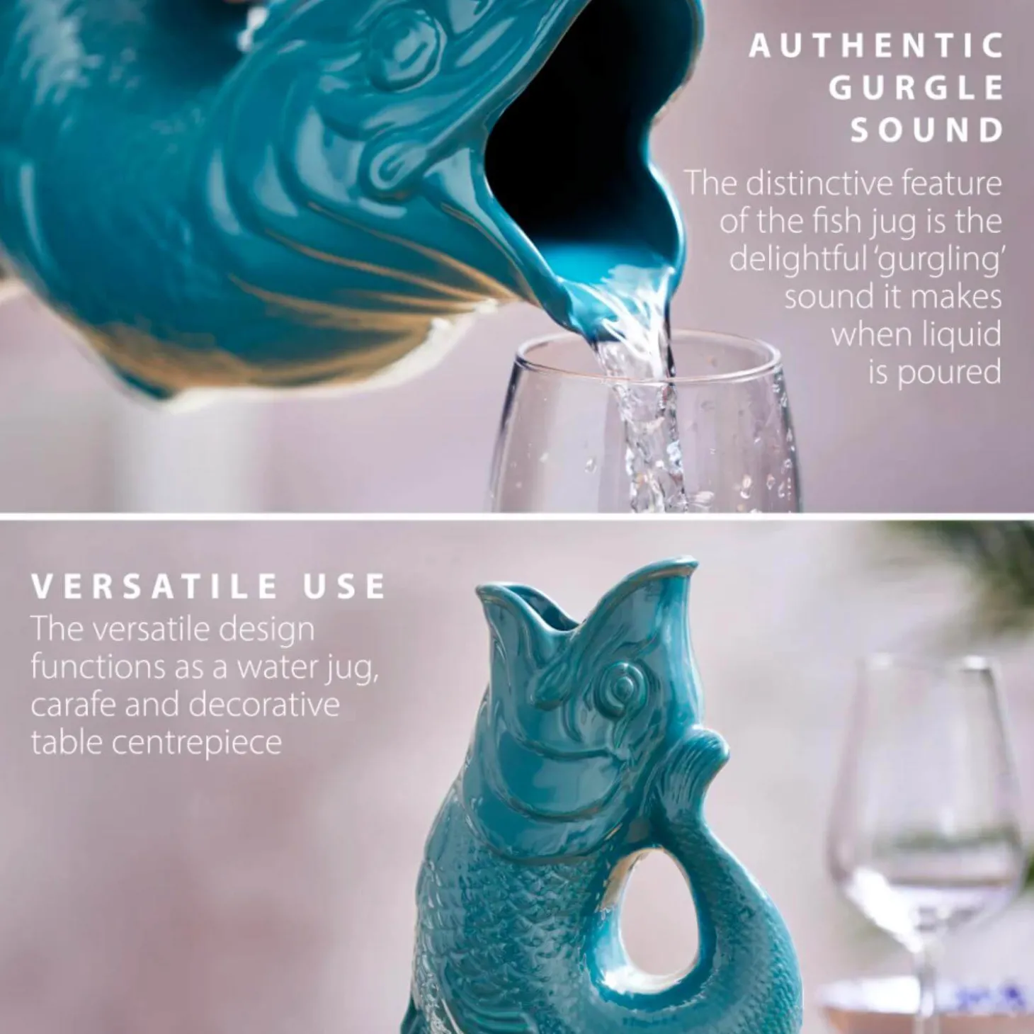 Wade Fish Earthenware 0.6 Litre Gluggle Jug - Agave